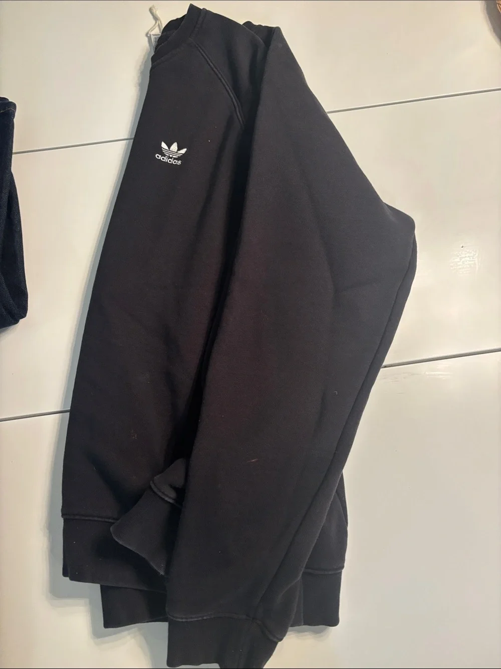 adidas Black Crewneck Sweatshirt with White Trefoil Logo
